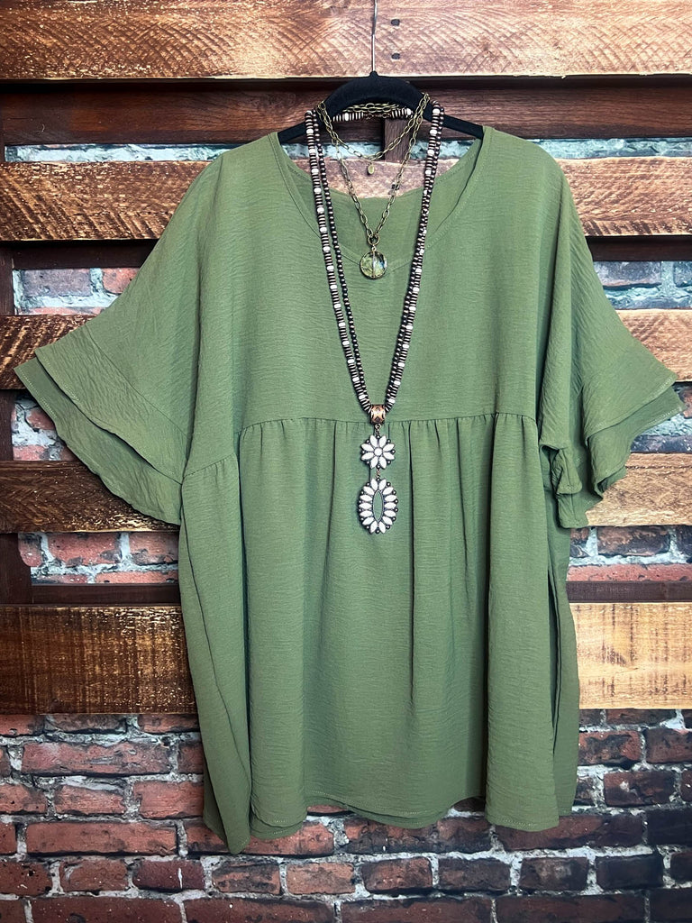 Oversized S-M-L Tunic in Dark Olive --------- Sale