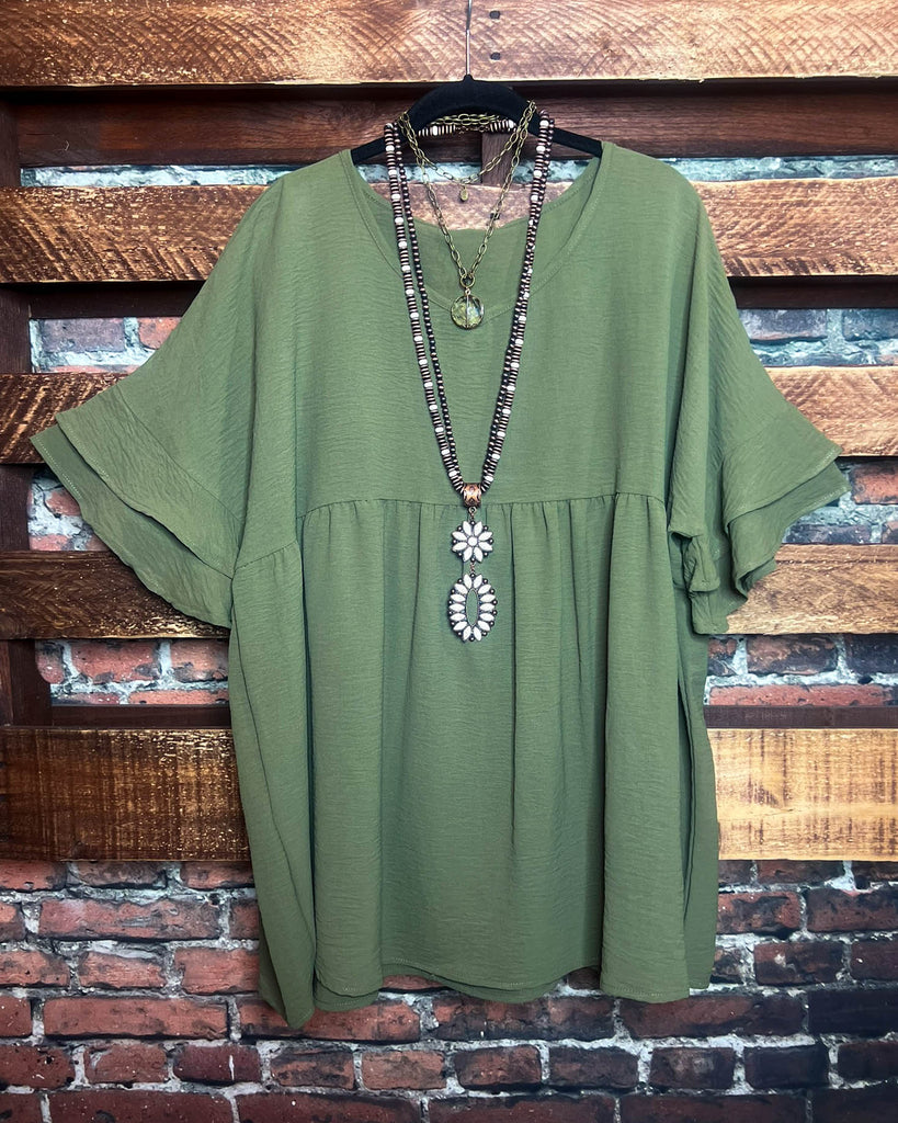 Oversized S-M-L Tunic in Dark Olive --------- Sale