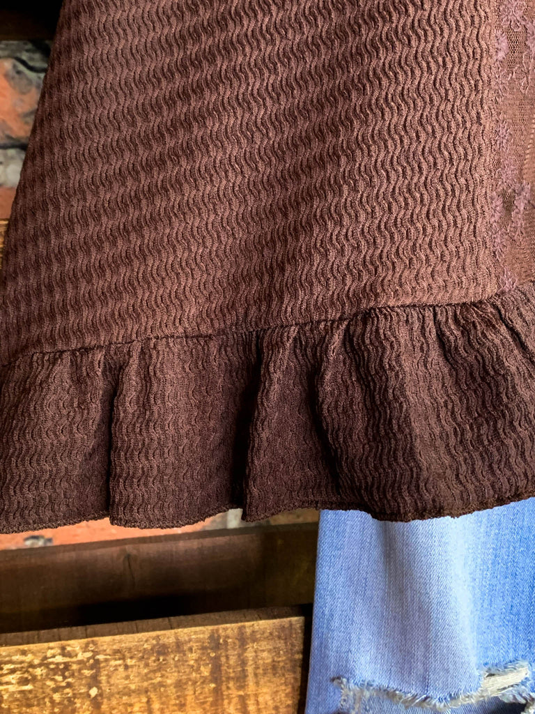 Uptown Sweet Moments Brown Lace Top------------SALE