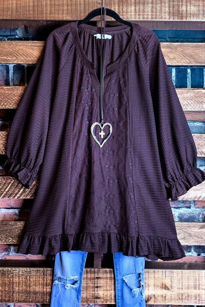 Uptown Sweet Moments Brown Lace Top------------SALE