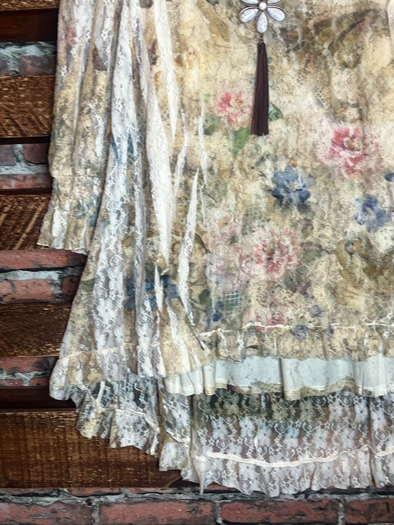 A True Beauty Vintage Floral Lace Layered Tunic in Multi-Color