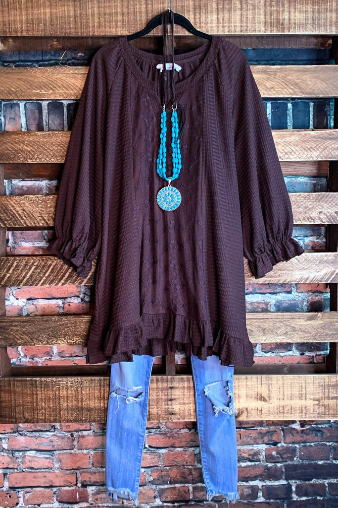Uptown Sweet Moments Brown Lace Top------------SALE