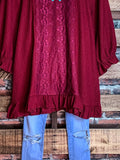 SMALL TO 2X Uptown Sweet Moments Crimson Lace Top--------SALE