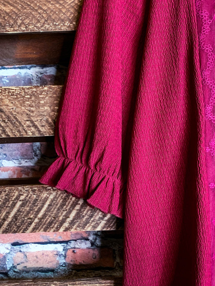 SMALL TO 2X Uptown Sweet Moments Crimson Lace Top--------SALE