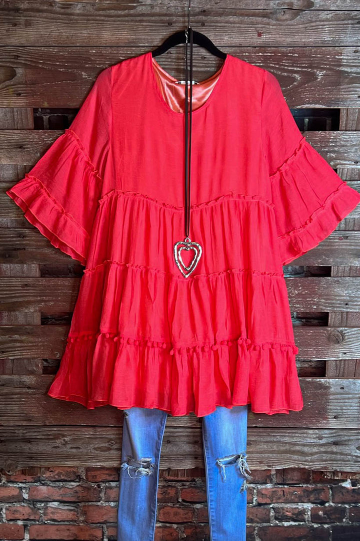 6-12 Better With Joy Pom Pom Dress in Coral------------sale