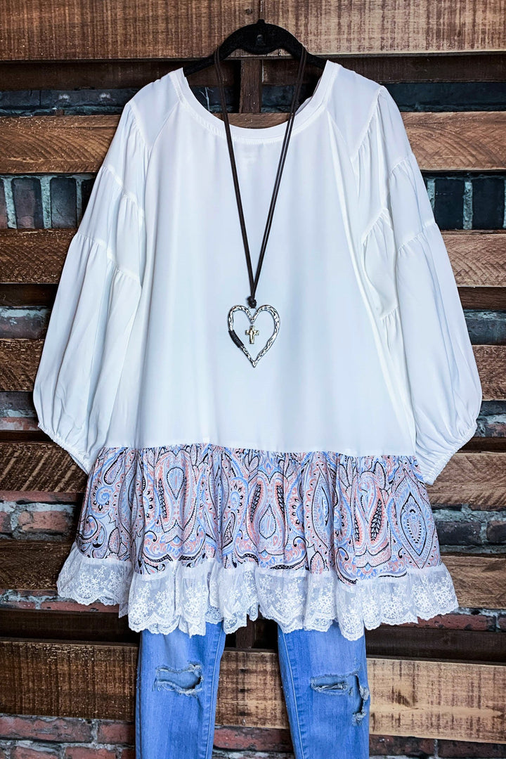 Feeling Your Very Best Swing Oversized Tunic in White & Multi