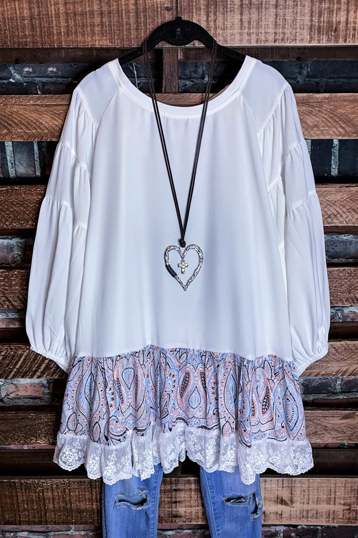 Feeling Your Very Best Swing Oversized Tunic in White & Multi