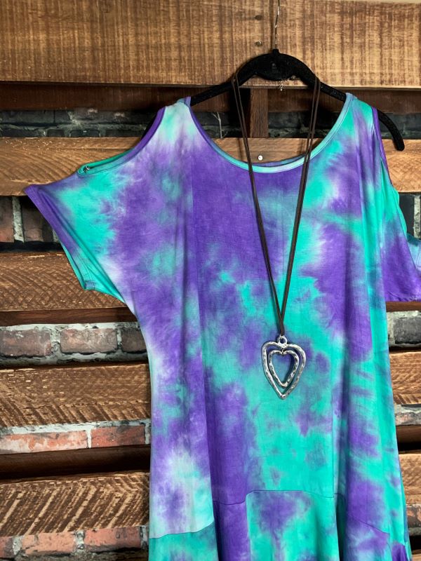 BLUE & PURPLE MULTI TIE DYE TUNIC-----------SALE