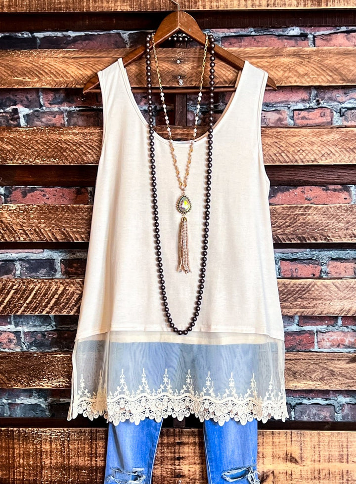 A Timeless Touch Lace Extender Top - Beige