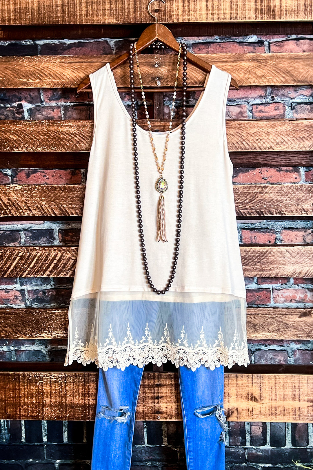 A Timeless Touch Lace Extender Top - Beige