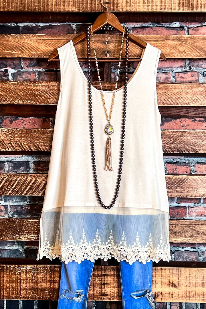 A Timeless Touch Lace Extender Top - Beige