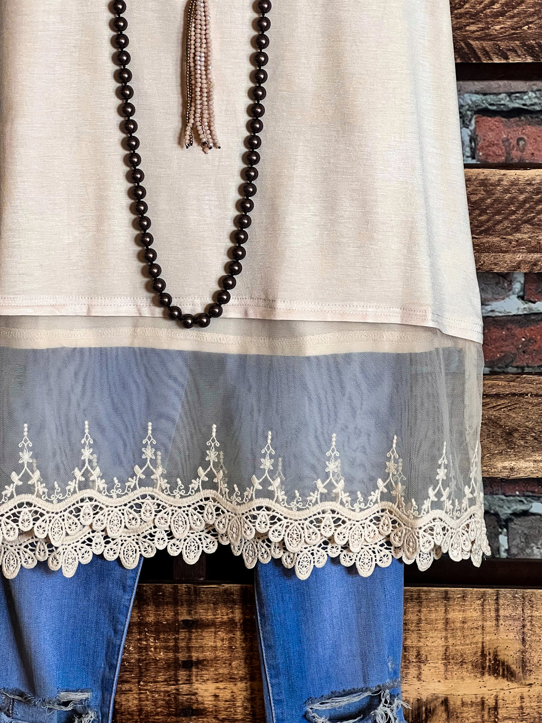 A Timeless Touch Lace Extender Top - Beige