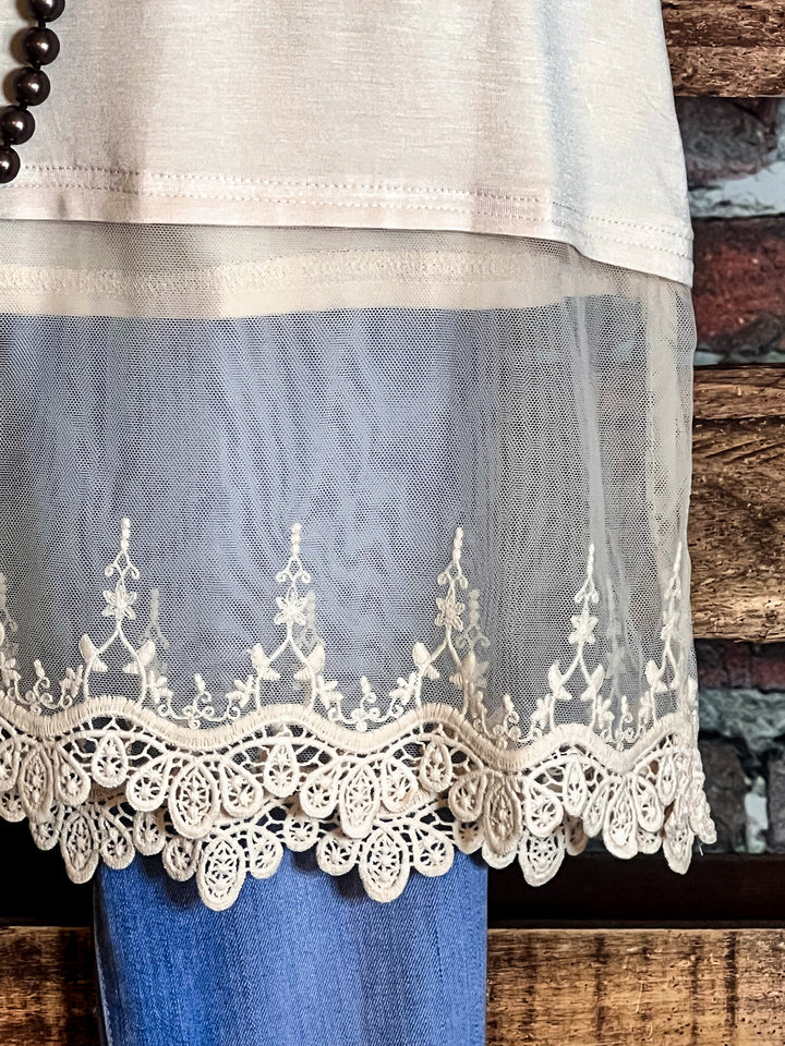 A Timeless Touch Lace Extender Top - Beige