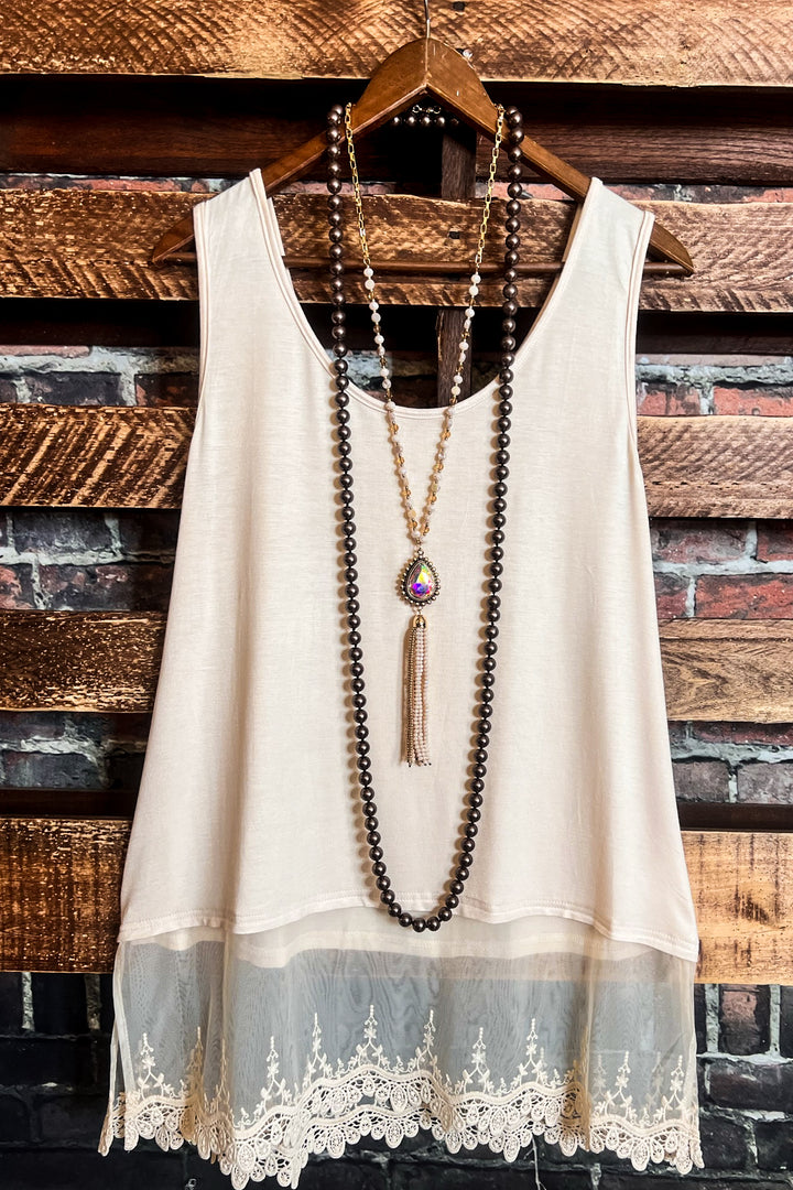 A Timeless Touch Lace Extender Top - Beige