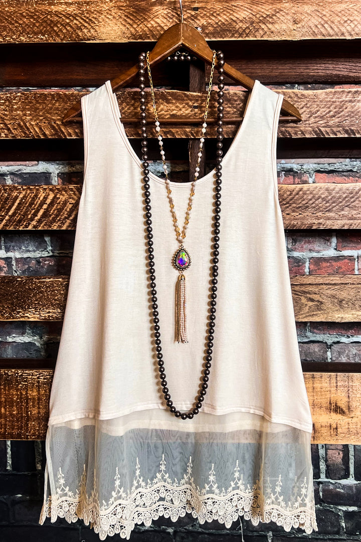 A Timeless Touch Lace Extender Top - Beige