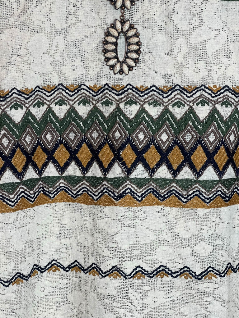 CONNECT TO YOUR HEART NATURAL SHABBY & MULTI-COLOR TUNIC-----SALE