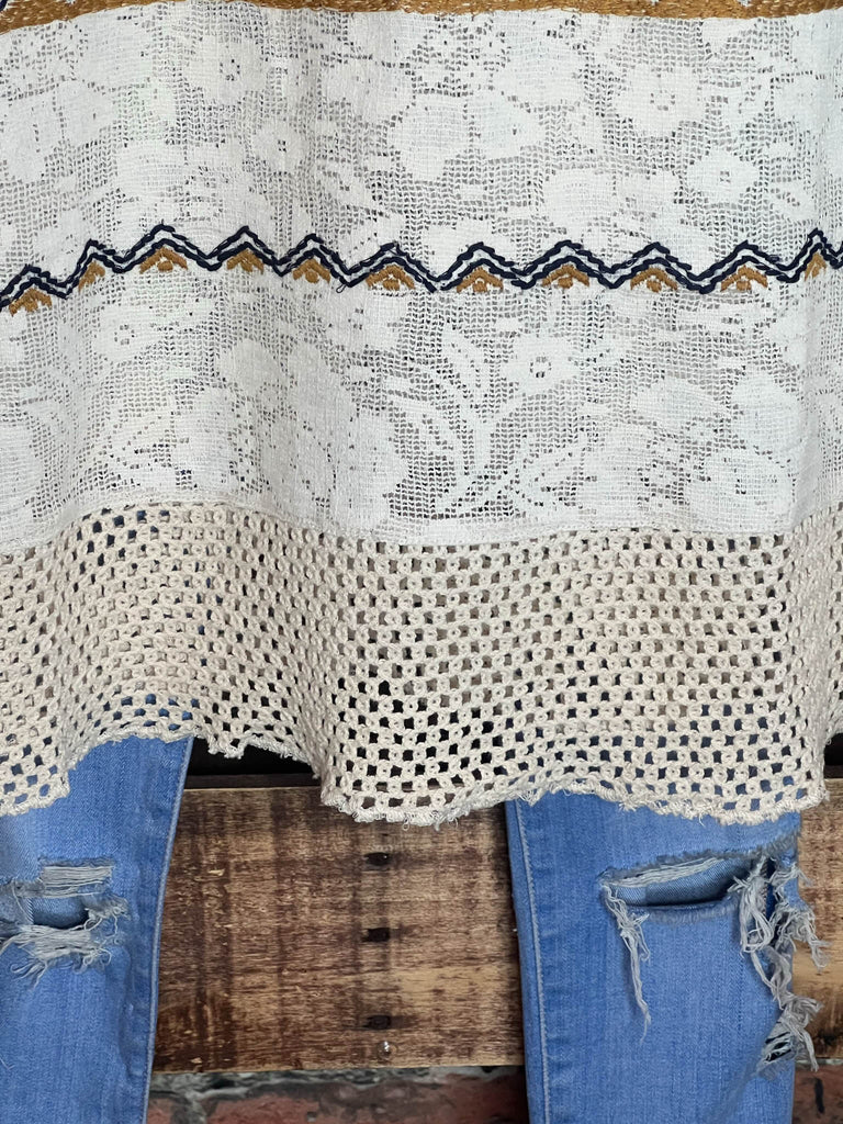 CONNECT TO YOUR HEART NATURAL SHABBY & MULTI-COLOR TUNIC-----SALE