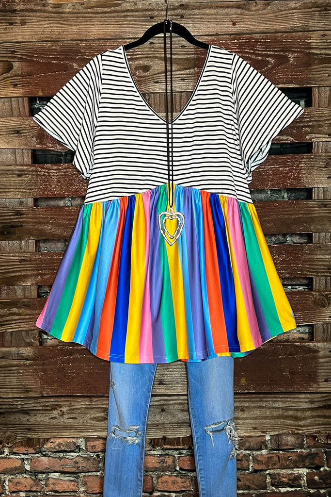 Under The Rainbow Babydool Top Multi-Color------------SALE