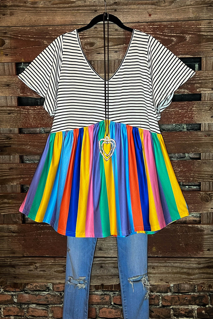 Under The Rainbow Babydool Top Multi-Color------------SALE