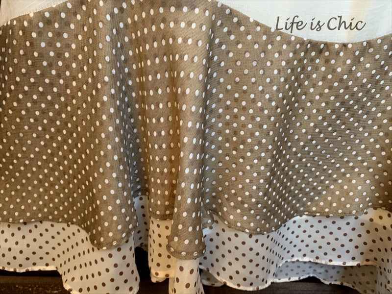 CLASSIC & LOVELY POLKA DOT TUNIC BEIGE & MOCHA--------------sale