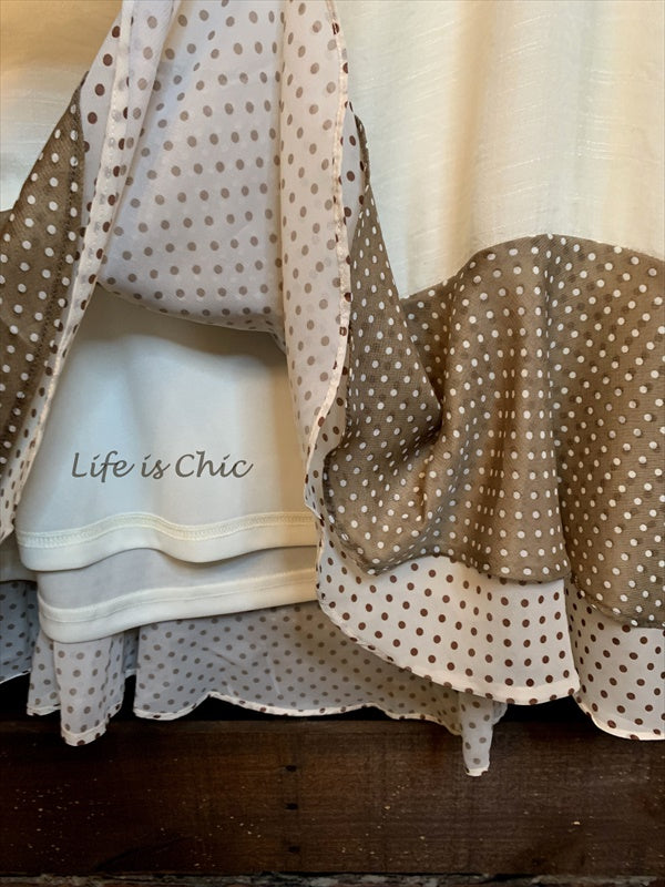 CLASSIC & LOVELY POLKA DOT TUNIC BEIGE & MOCHA--------------sale