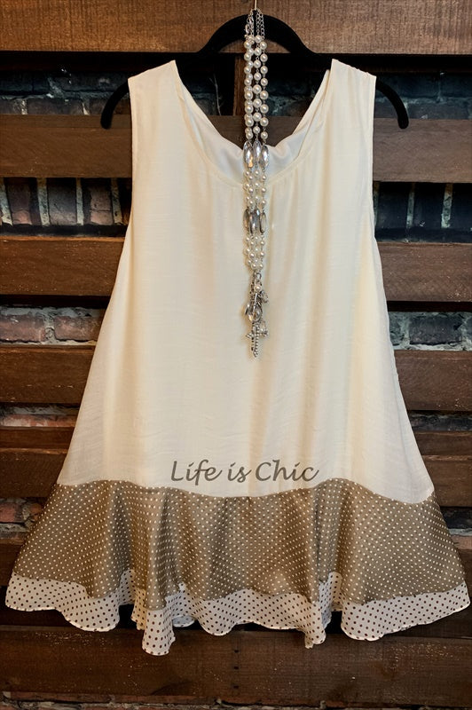 CLASSIC & LOVELY POLKA DOT TUNIC BEIGE & MOCHA--------------sale