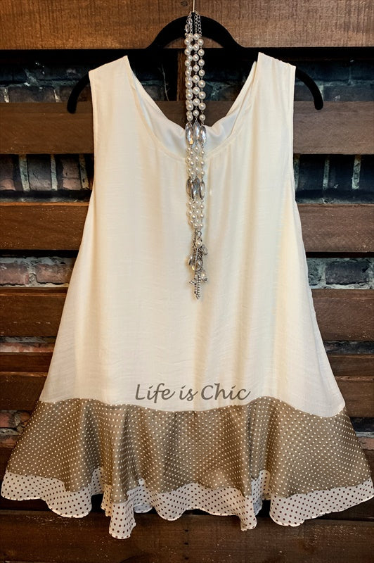 CLASSIC & LOVELY POLKA DOT TUNIC BEIGE & MOCHA--------------sale