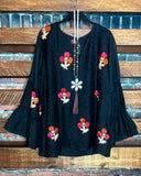 Nature's Beauty Black Embroidered Top-------------SALE