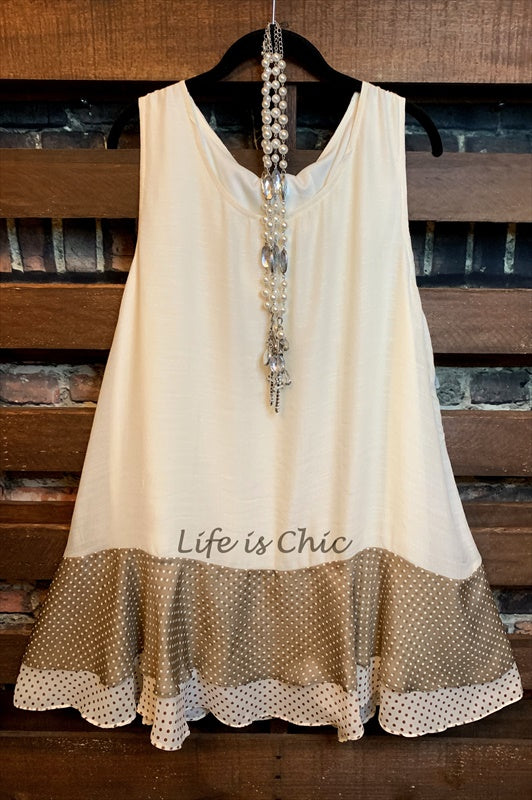CLASSIC & LOVELY POLKA DOT TUNIC BEIGE & MOCHA--------------sale
