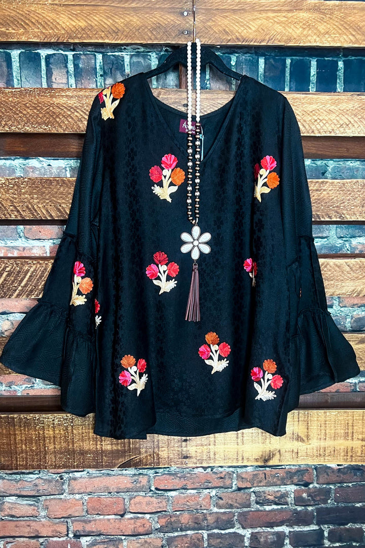 Nature's Beauty Black Embroidered Top-------------SALE