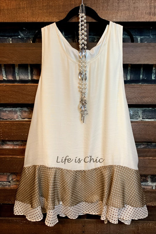 CLASSIC & LOVELY POLKA DOT TUNIC BEIGE & MOCHA--------------sale