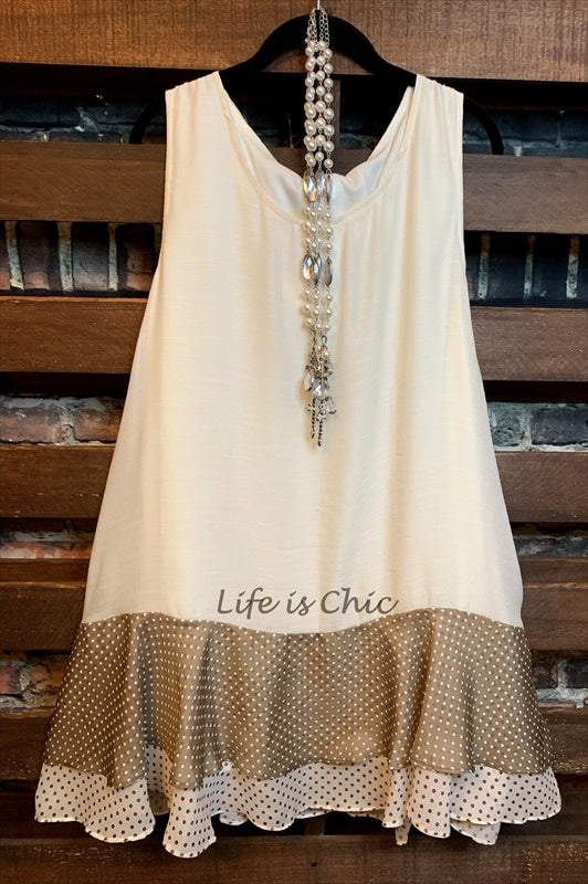 CLASSIC & LOVELY POLKA DOT TUNIC BEIGE & MOCHA--------------sale