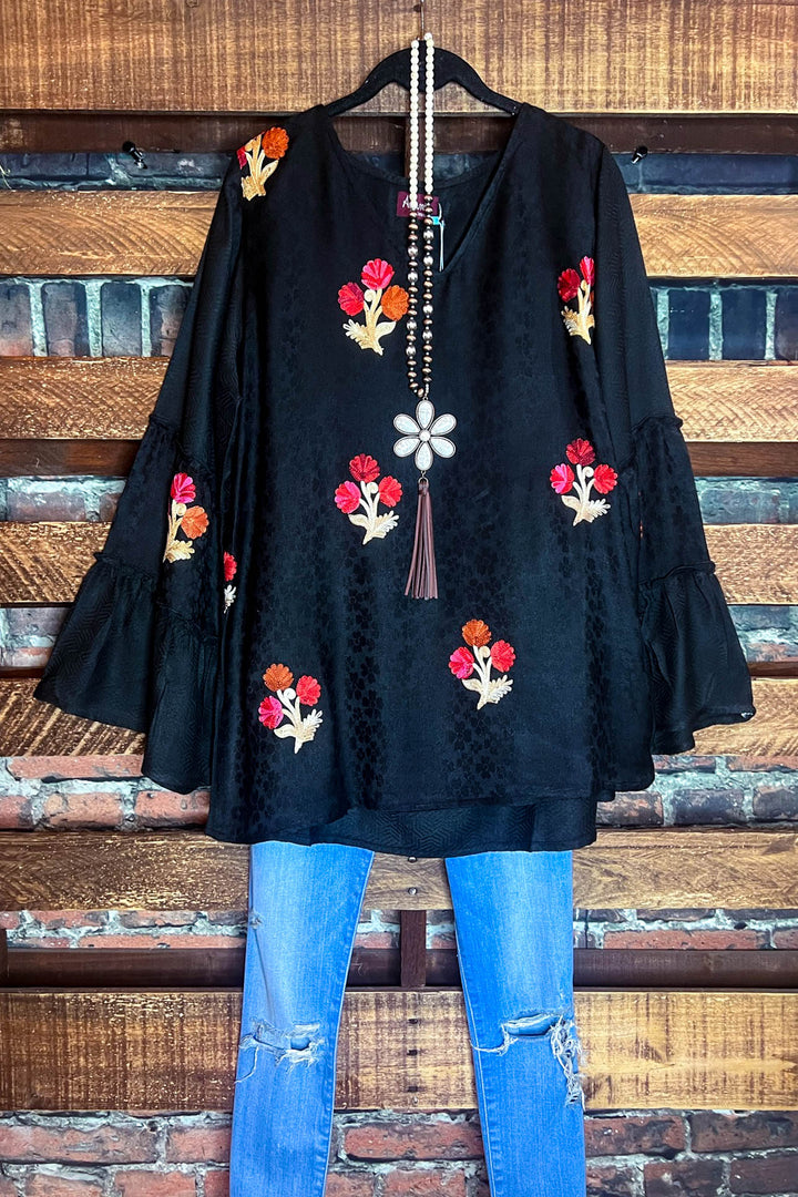 Nature's Beauty Black Embroidered Top-------------SALE