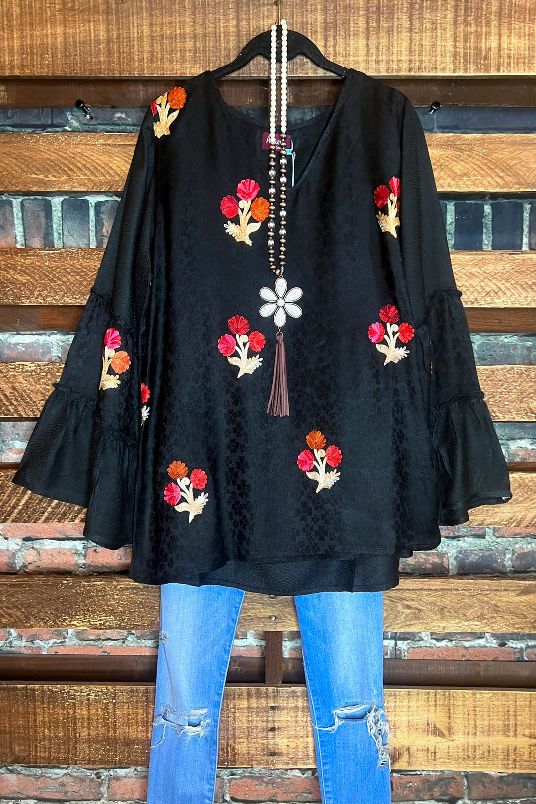 Nature's Beauty Black Embroidered Top-------------SALE
