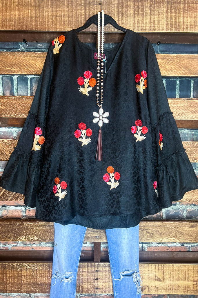 Nature's Beauty Black Embroidered Top-------------SALE