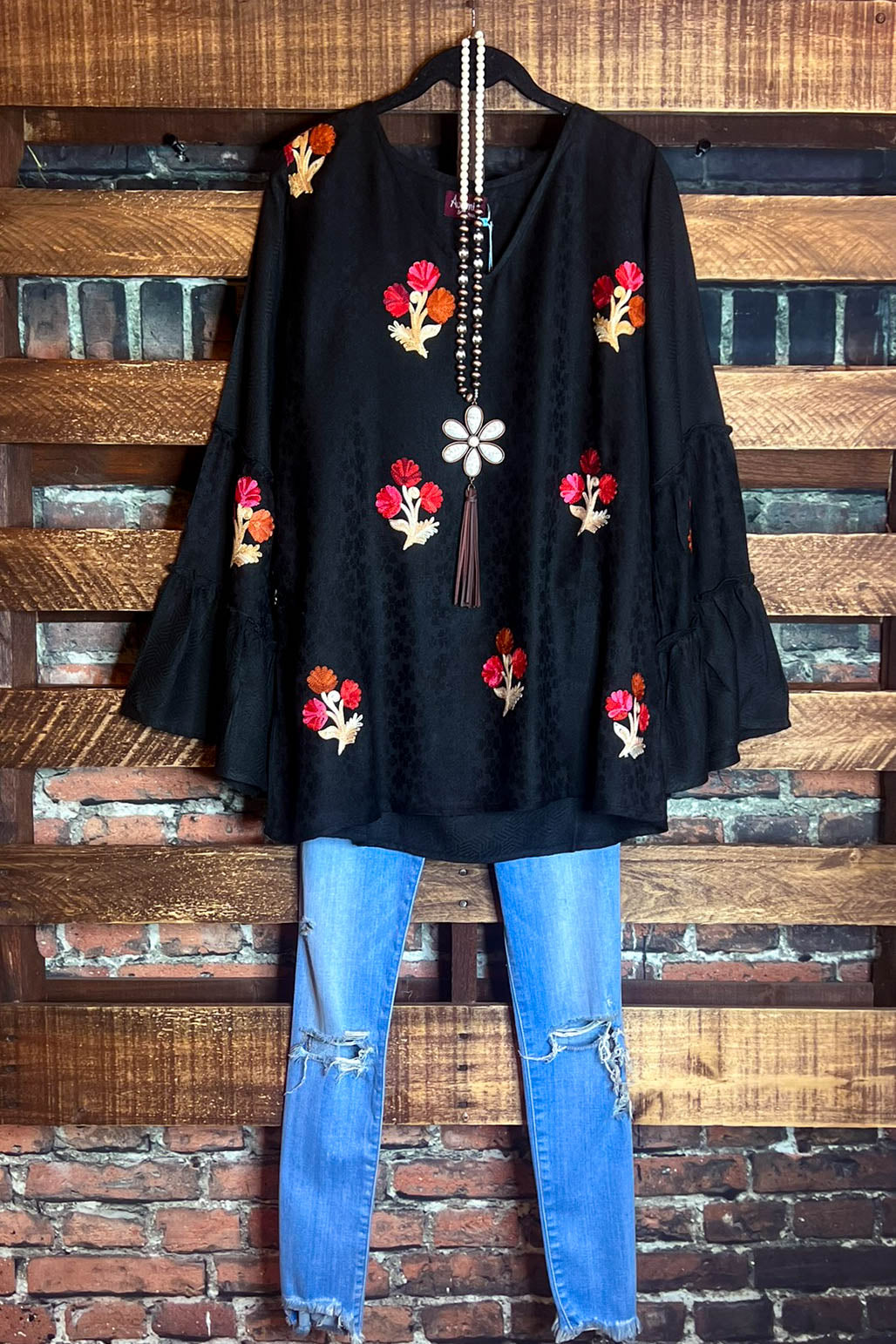 Nature's Beauty Black Embroidered Top-------------SALE