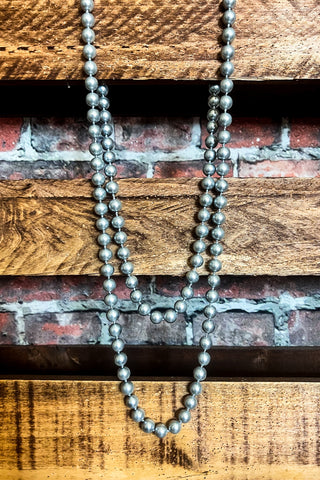 PRETTY CRYSTAL BEADED TASSEL NECKLACE IN BEIGE