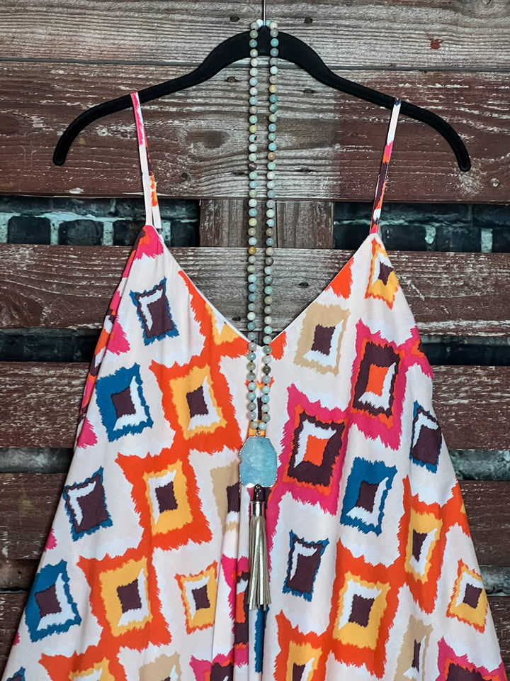 MULTI-COLOR SLEEVELESS LINED DRESS-----------SALE