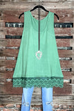 SWEETER THAN HONEY LACE SLIP DRESS EXTENDER TOP IN SAGE