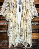 A Lifetime With You Floral Lace Duster Long Cardigan in Beige/Yellow