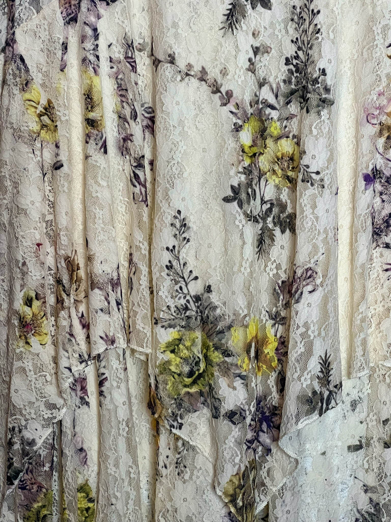 A Lifetime With You Floral Lace Duster Long Cardigan in Beige/Yellow