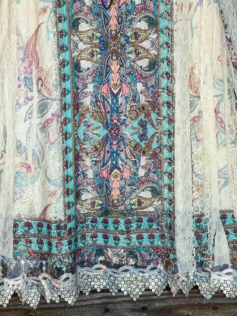 Feel The Love Lace Layered Tunic in Turquoise Multi