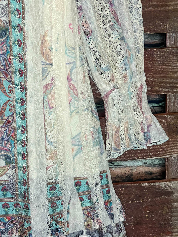 Feel The Love Lace Layered Tunic in Turquoise Multi-Color