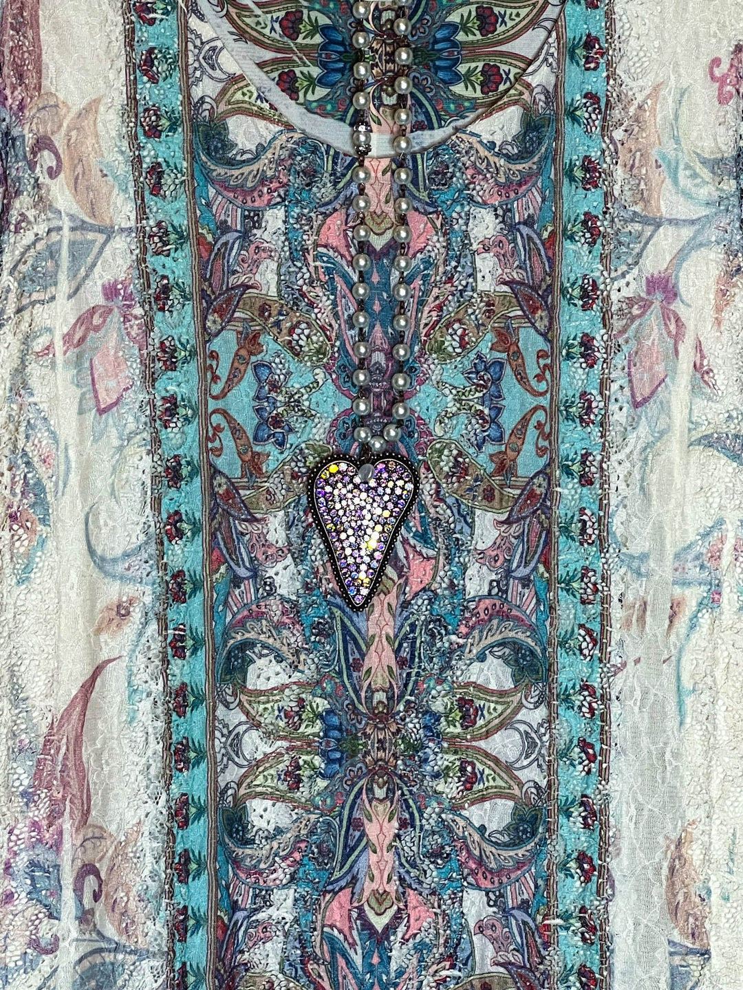 A NIGHT TO REMEMBER LACE LAYERED TUNIC IN TURQUOISE & BEIGE