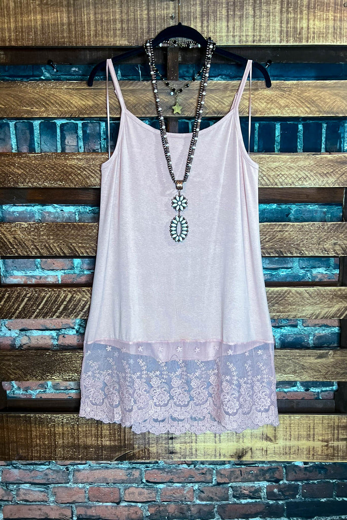 Magic In My Heart Lace Slip Dress Extender in Apricot