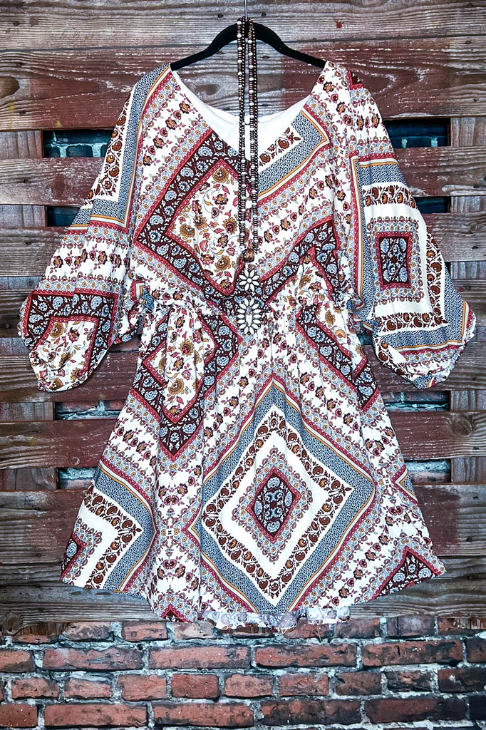 Incredible Beauty Woven Dress in Burgundy & Cream------------sale