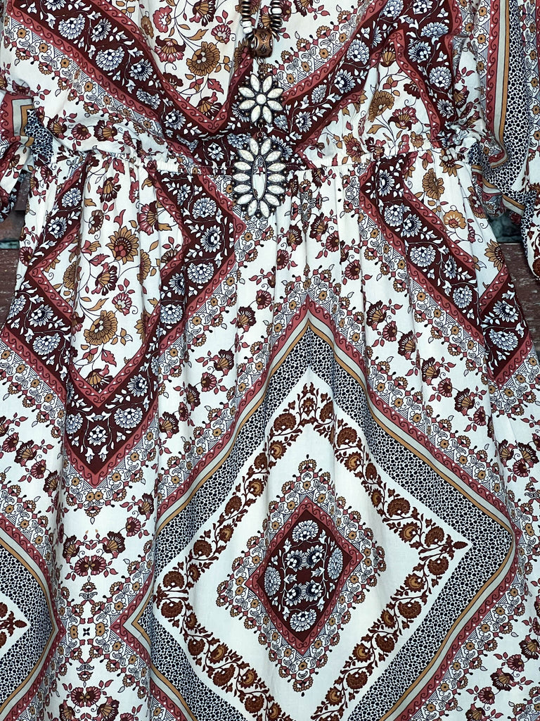 Incredible Beauty Woven Dress in Burgundy & Cream------------sale