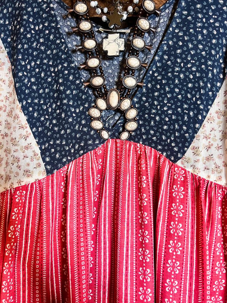 TOGETHER AS ONE HEART BLUE RED & WHITE OVERSIZED TOP