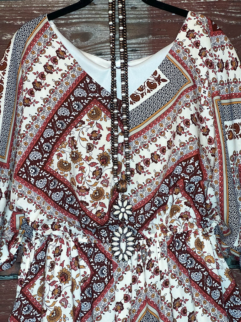 Incredible Beauty Woven Dress in Burgundy & Cream------------sale