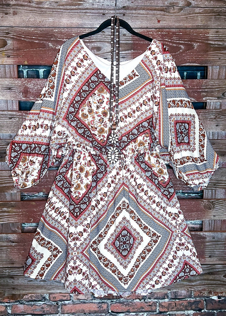 Incredible Beauty Woven Dress in Burgundy & Cream------------sale